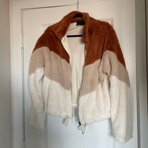 Women's Tri-Tone Faux Fur Teddy Jacket